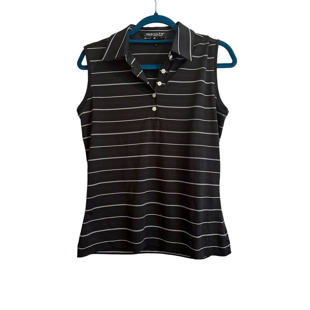 Nike Golf Sleeveless Dri-fit Striped Polo Buttons M